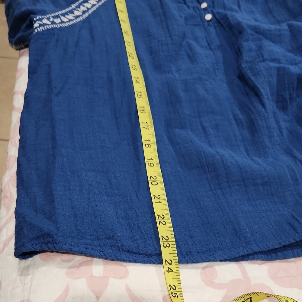 Old Navy Royal Blue Embroidered Short Sleeve Peasant Blouse - Picture 13 of 13